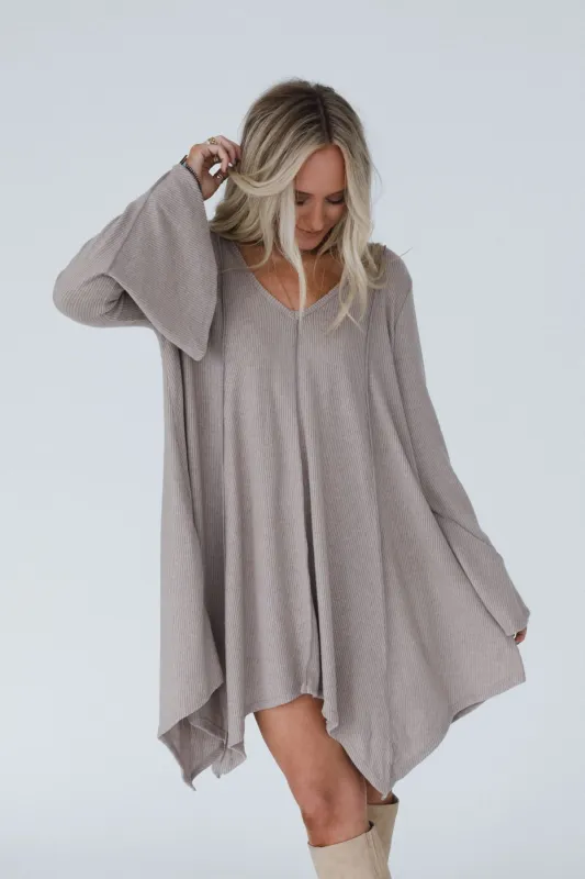 The Nest Golden Hour Long Bell Sleeve Tunic Dress - Latte - Pre Order made by Three Bird Nest
