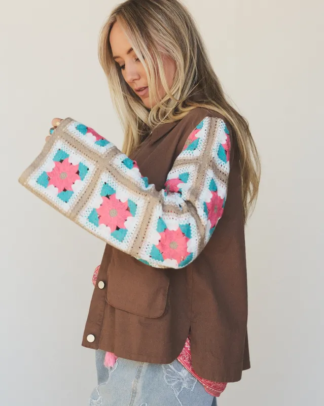 Willow Bloom Crochet Jacket - Light Brown - Pre Order made by Davi & Dani