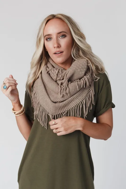 Sweet Dreams Fringe Infinity Scarf - Mocha - Pre Order made by Three Bird Nest