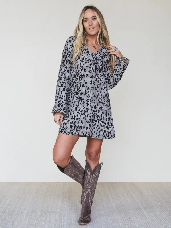 Catwalk Mini Dress - Grey Leopard - Pre Order made by Very J