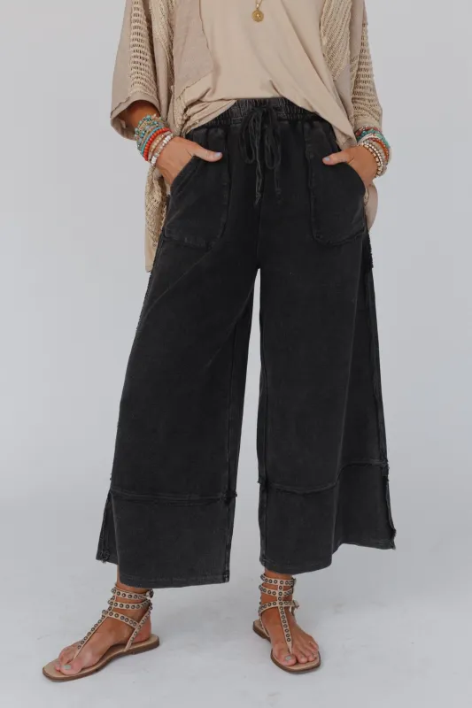 Easy Going Wide Leg Palazzo Pant - Black - Pre Order made by easel
