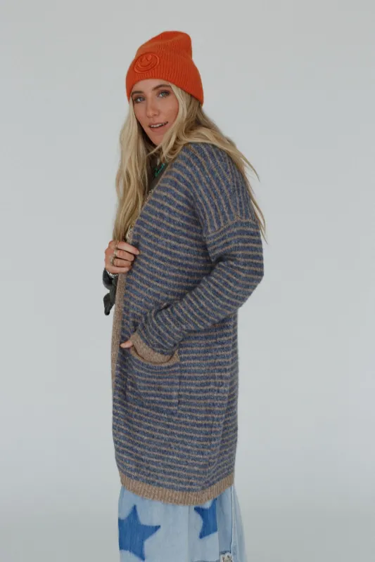 Wherever I Go Striped Knit Cardigan - Charcoal - Pre Order made by Miracle
