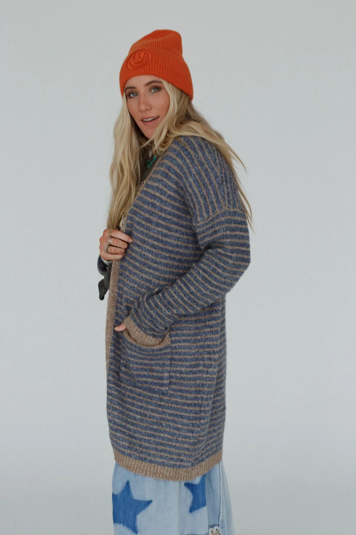 Wherever I Go Striped Knit Cardigan - Charcoal - Pre Order sold by Three Bird Nest
