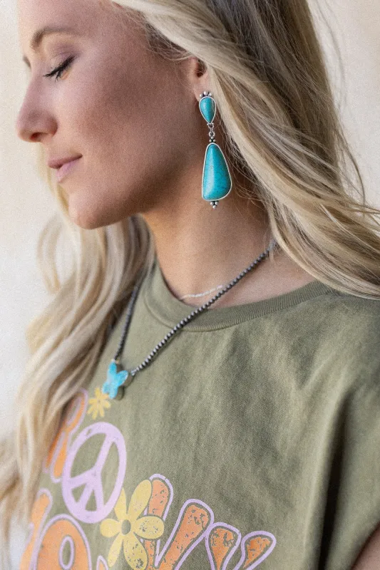 Silver Bayou Earrings - Turquoise - Pre Order made by Three Bird Nest