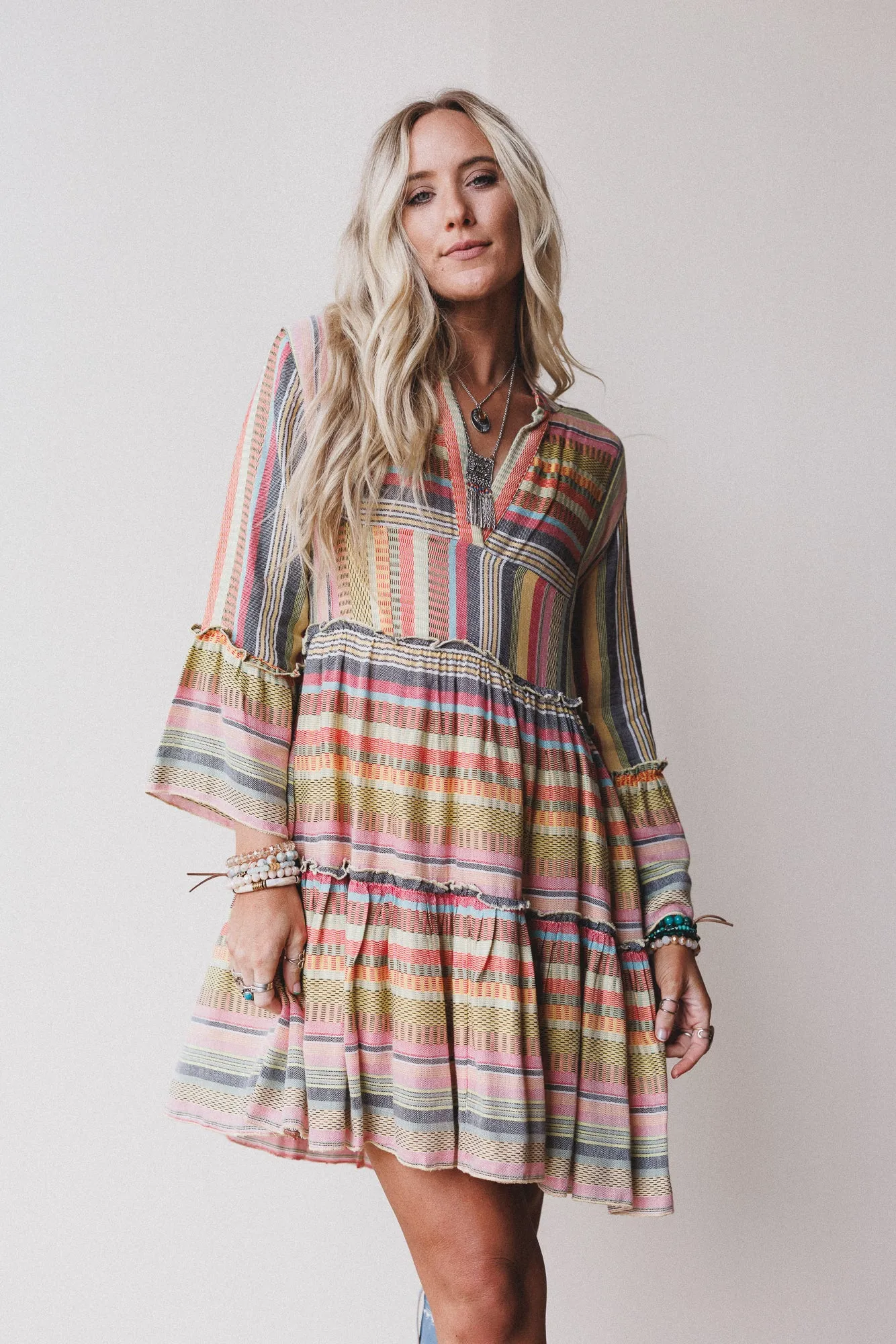 Keepsake Striped Dress - Yellow Multi - Pre Order sold by Three Bird Nest