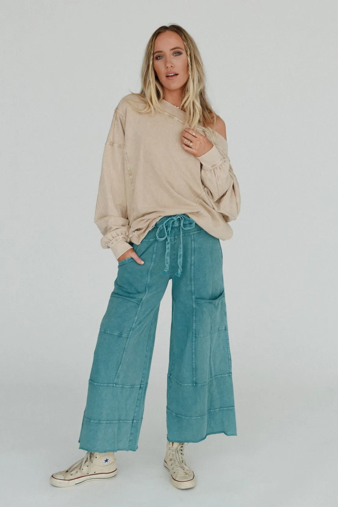 Lucky One Wide Leg Pant - Teal - Pre Order sold by Three Bird Nest product image thumbnail 2
