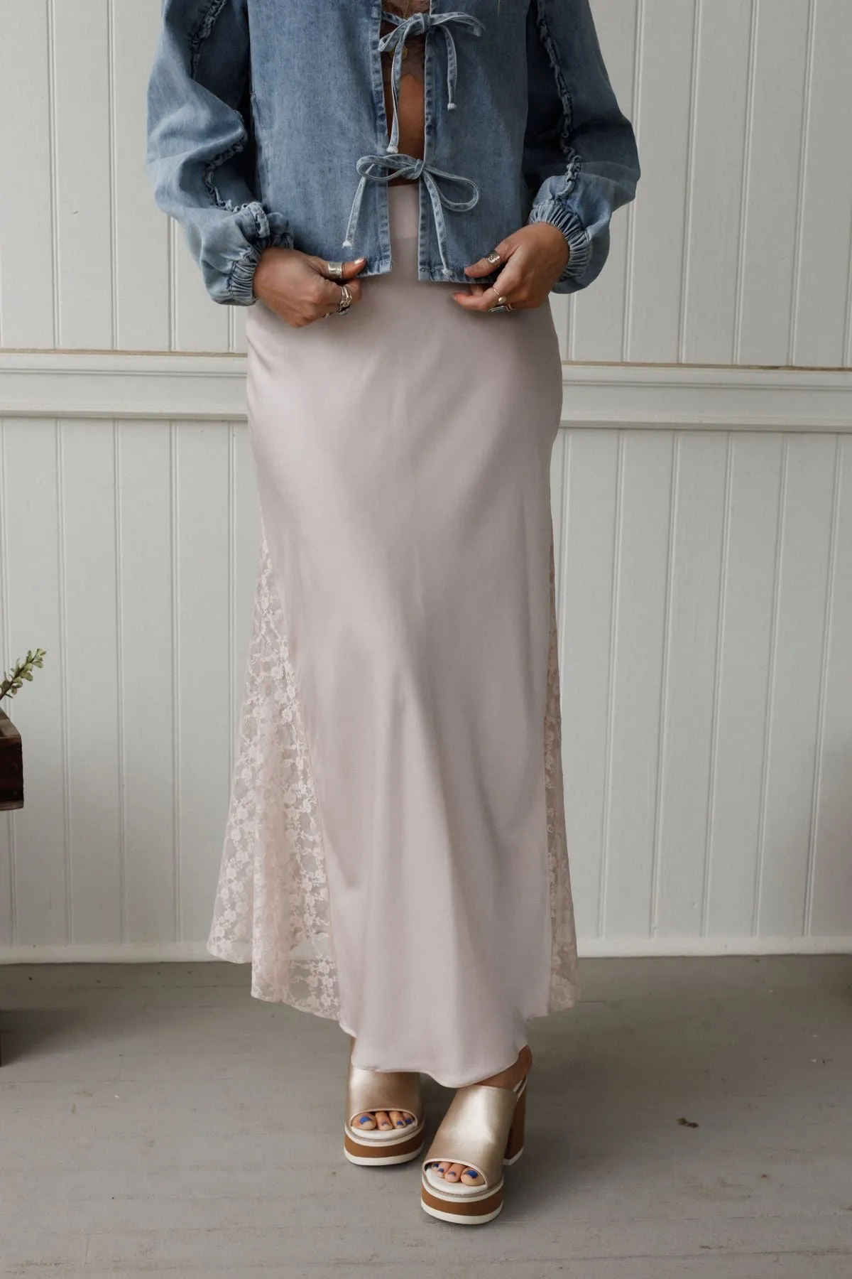 Satin Starlight Lace Skirt - Pearl - Pre Order sold by Three Bird Nest product image thumbnail 2