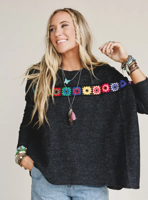 The Nest Cozy Up Crochet Top - Charcoal - Pre Order made by Three Bird Nest