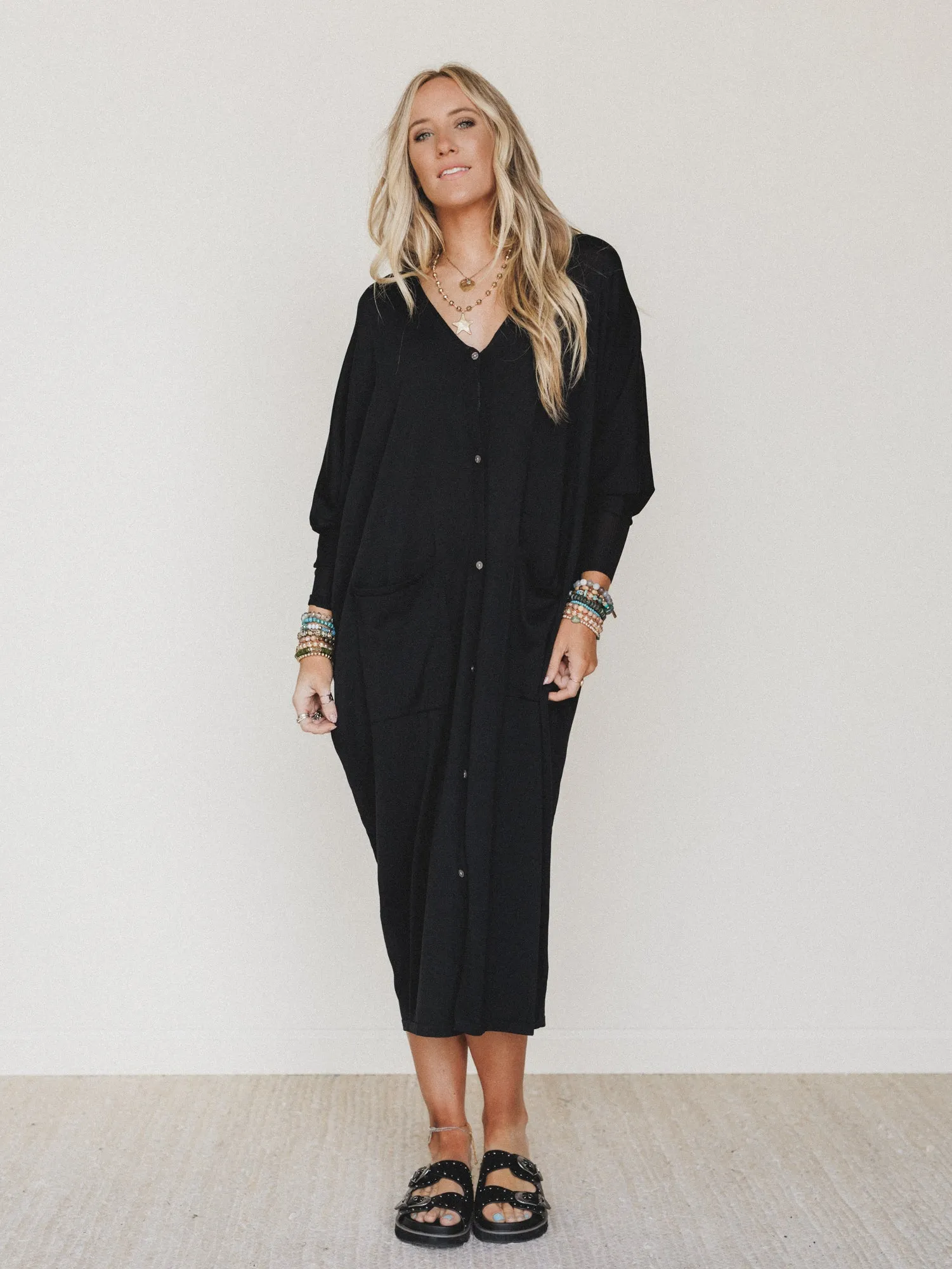 Harper Duster Dress - Black - Pre Order sold by Three Bird Nest