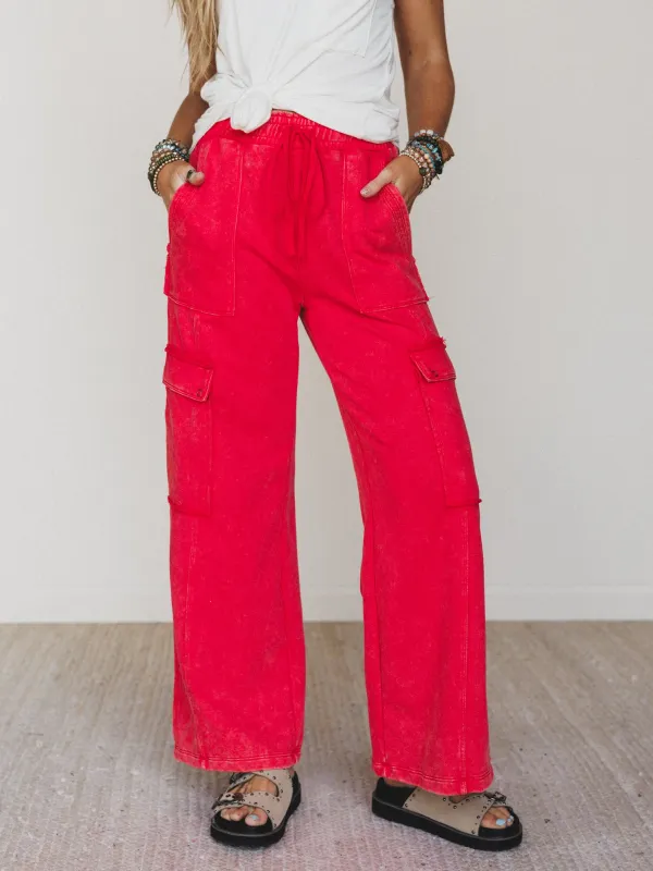 It's a Match Wide Leg Pants - Red - Pre Order made by Three Bird Nest
