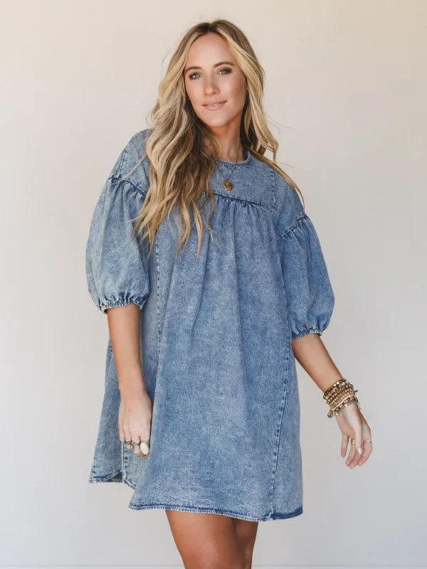 Denim Lover Puff Sleeve Dress - Indigo - Pre Order made by Very J