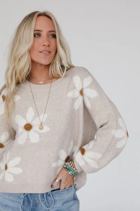 Daisy Path Sweater - Beige - Pre Order made by Miracle