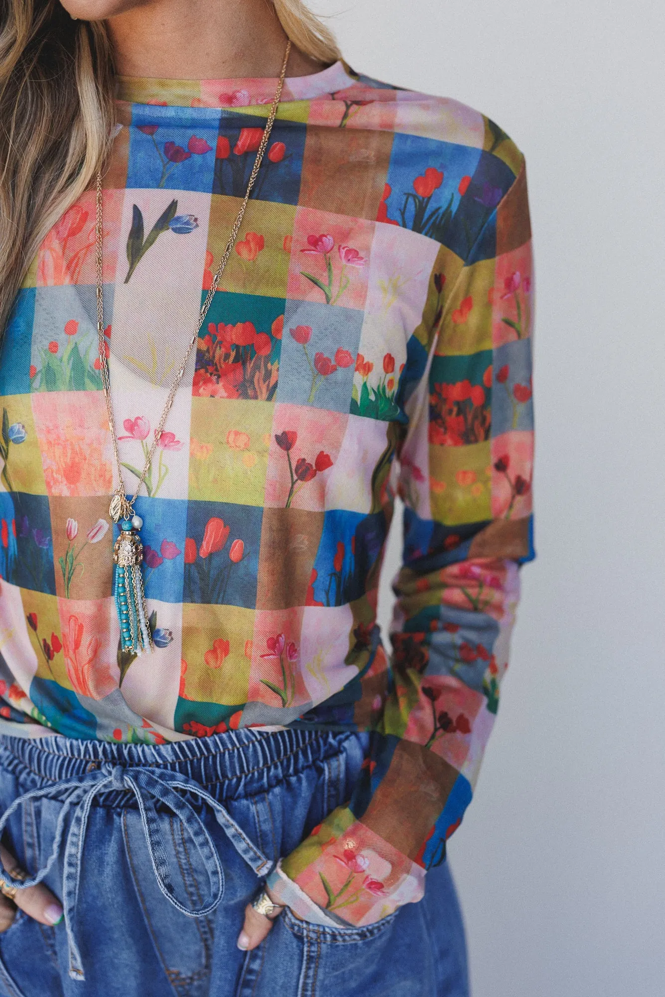 Checker Bloom Top - Multi - Pre Order sold by Three Bird Nest product image thumbnail 2