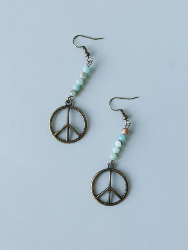 Peace Imperial Jasper Earrings - Natural - Pre Order made by Three Bird Nest