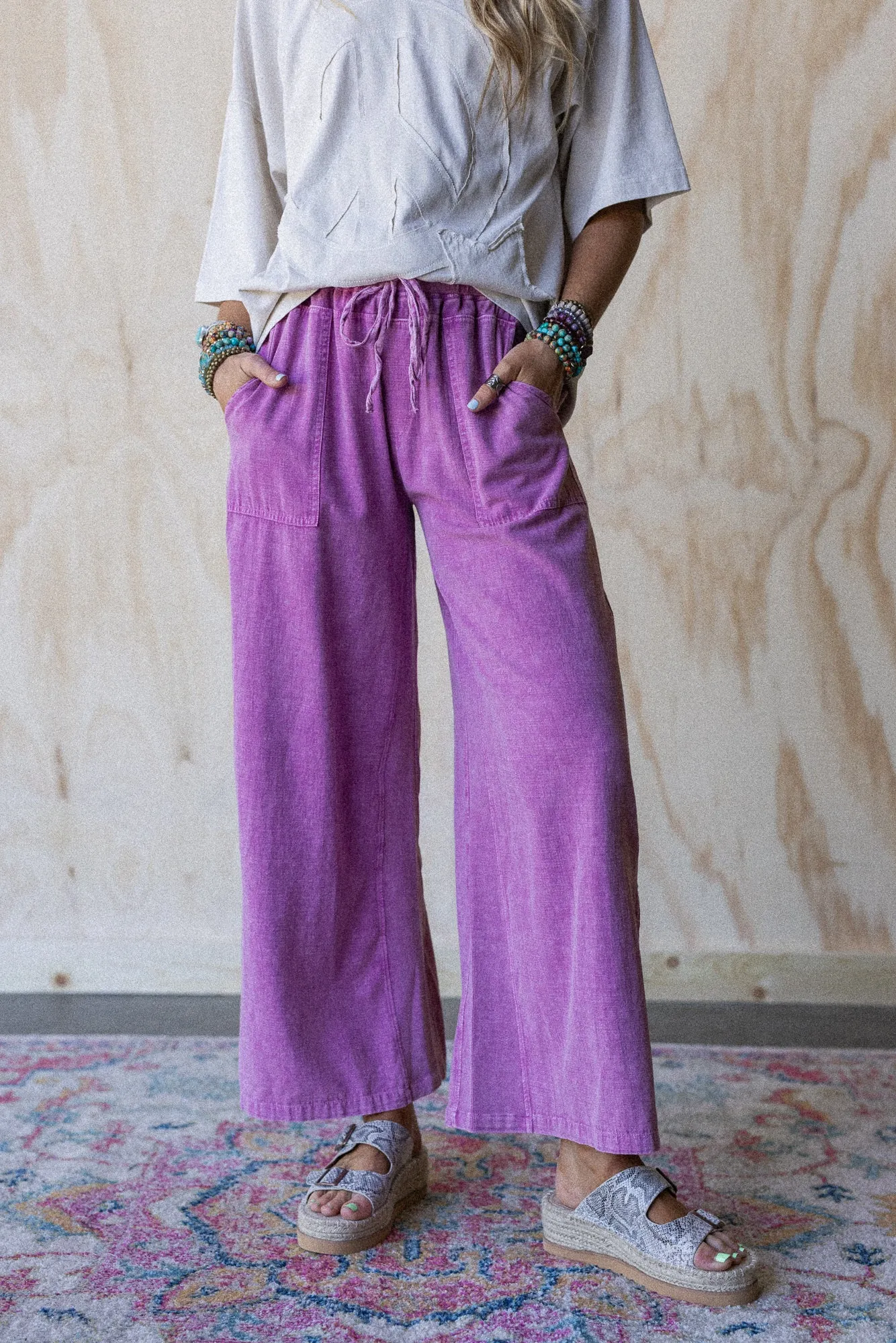 Dream Awake Wide Leg Pants - Pink - Pre Order sold by Three Bird Nest