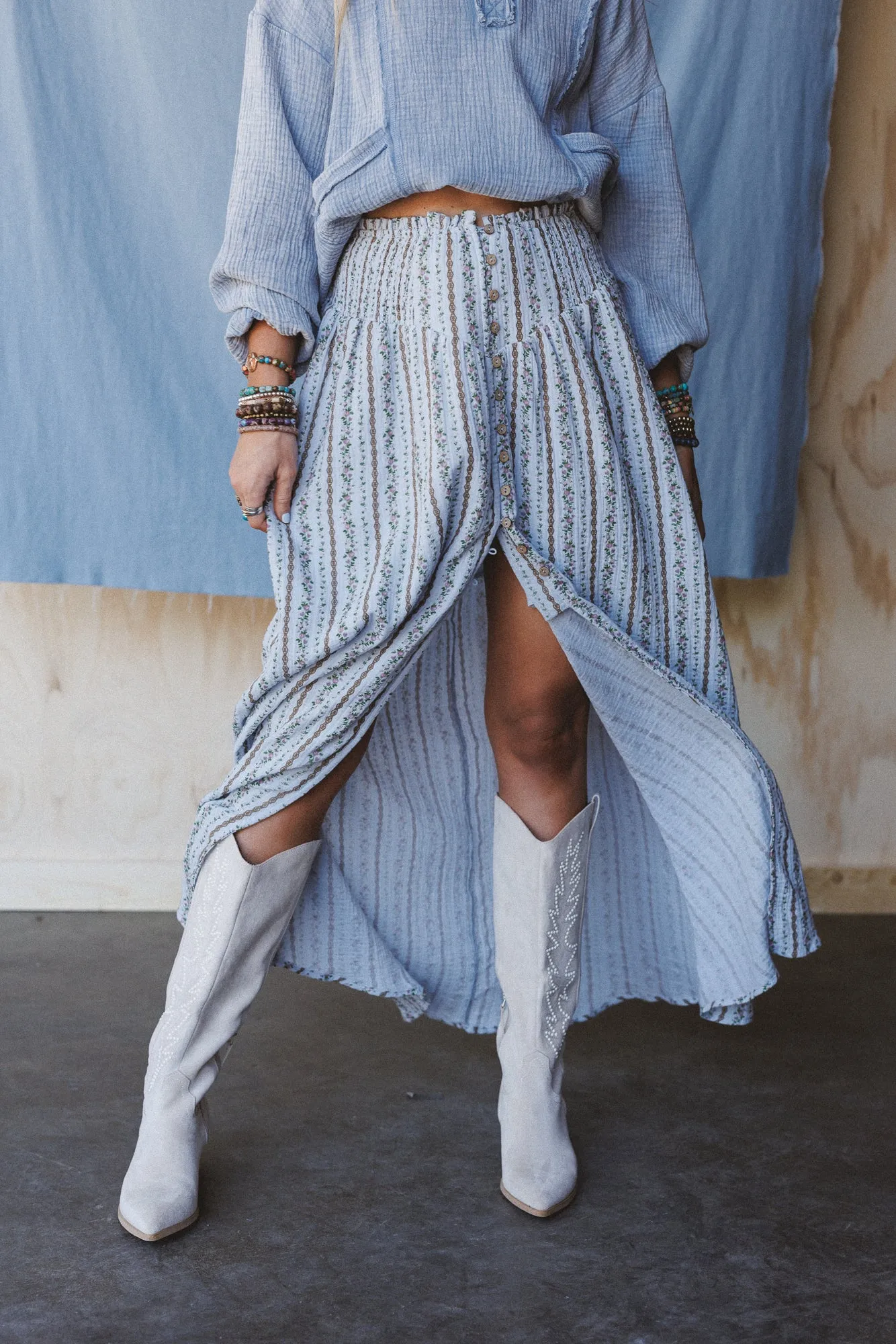 Boheme Bliss Maxi Skirt - Blue - Pre Order sold by Three Bird Nest product image thumbnail 2