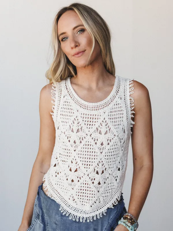 Breezy And Easy Crochet Tank - Natural - Pre Order made by mittoshop