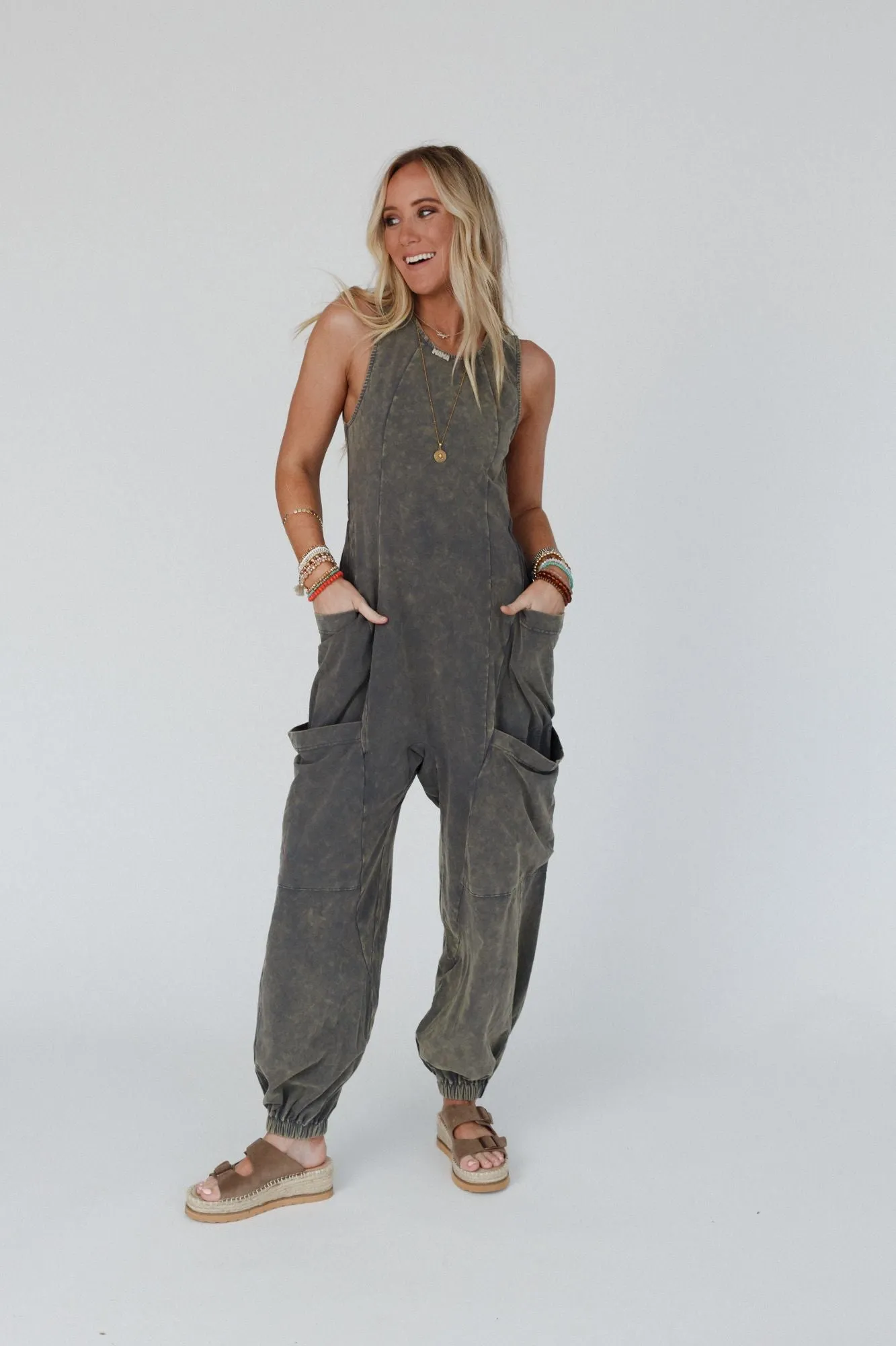 Turning Point Washed Cargo Jumpsuit - Ash - Pre Order sold by Three Bird Nest product image thumbnail 2