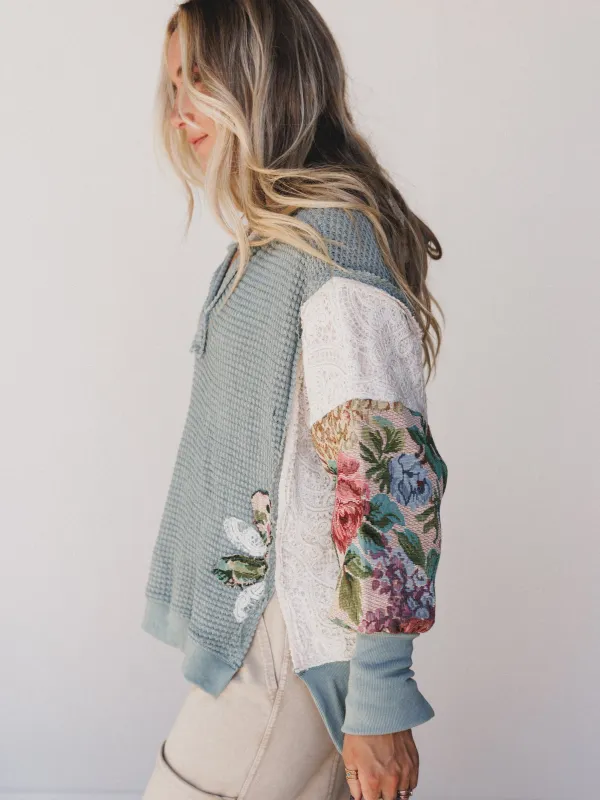 Seaside Roses Sweater - Seafoam - Pre Order made by Davi & Dani