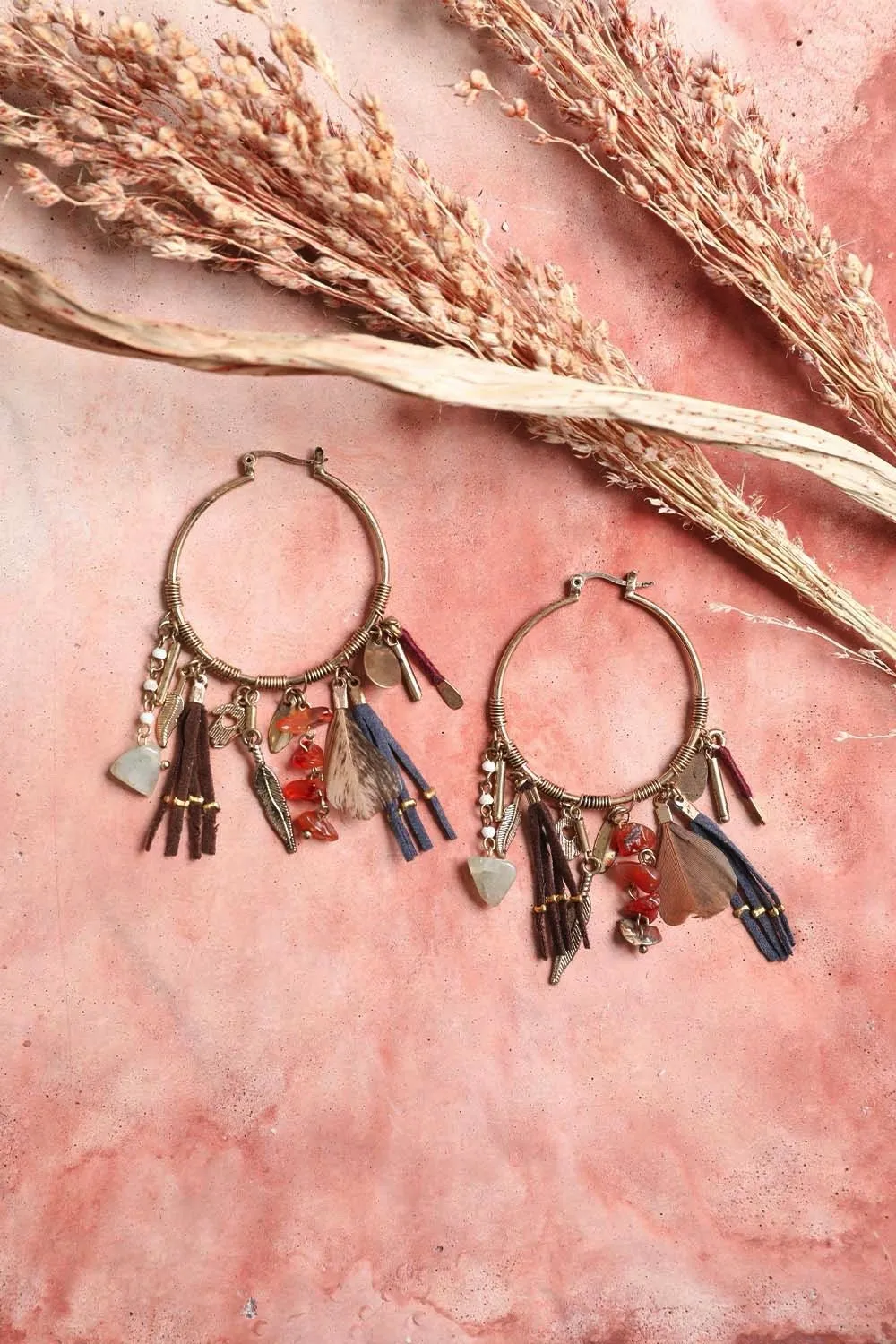Winona Charm Hoop Earrings - Gold - Pre Order sold by Three Bird Nest product image thumbnail 2