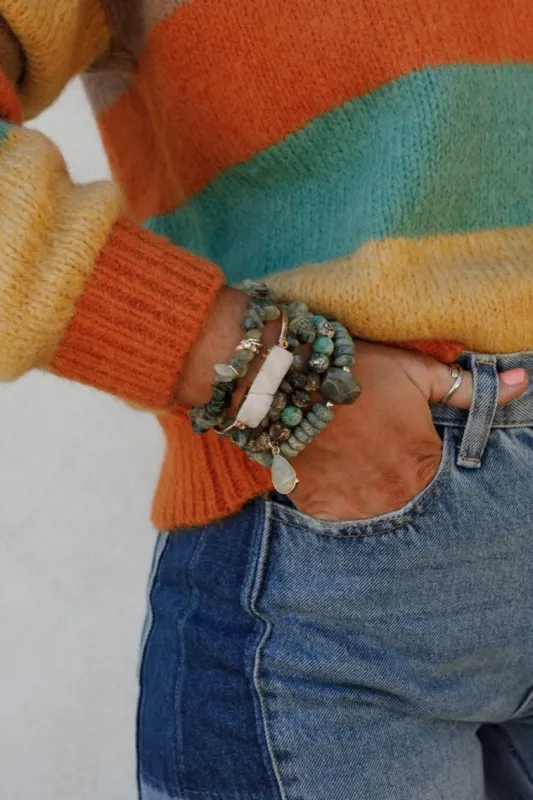 Elyse Bracelet Set - Green Multi - Pre Order made by Three Bird Nest