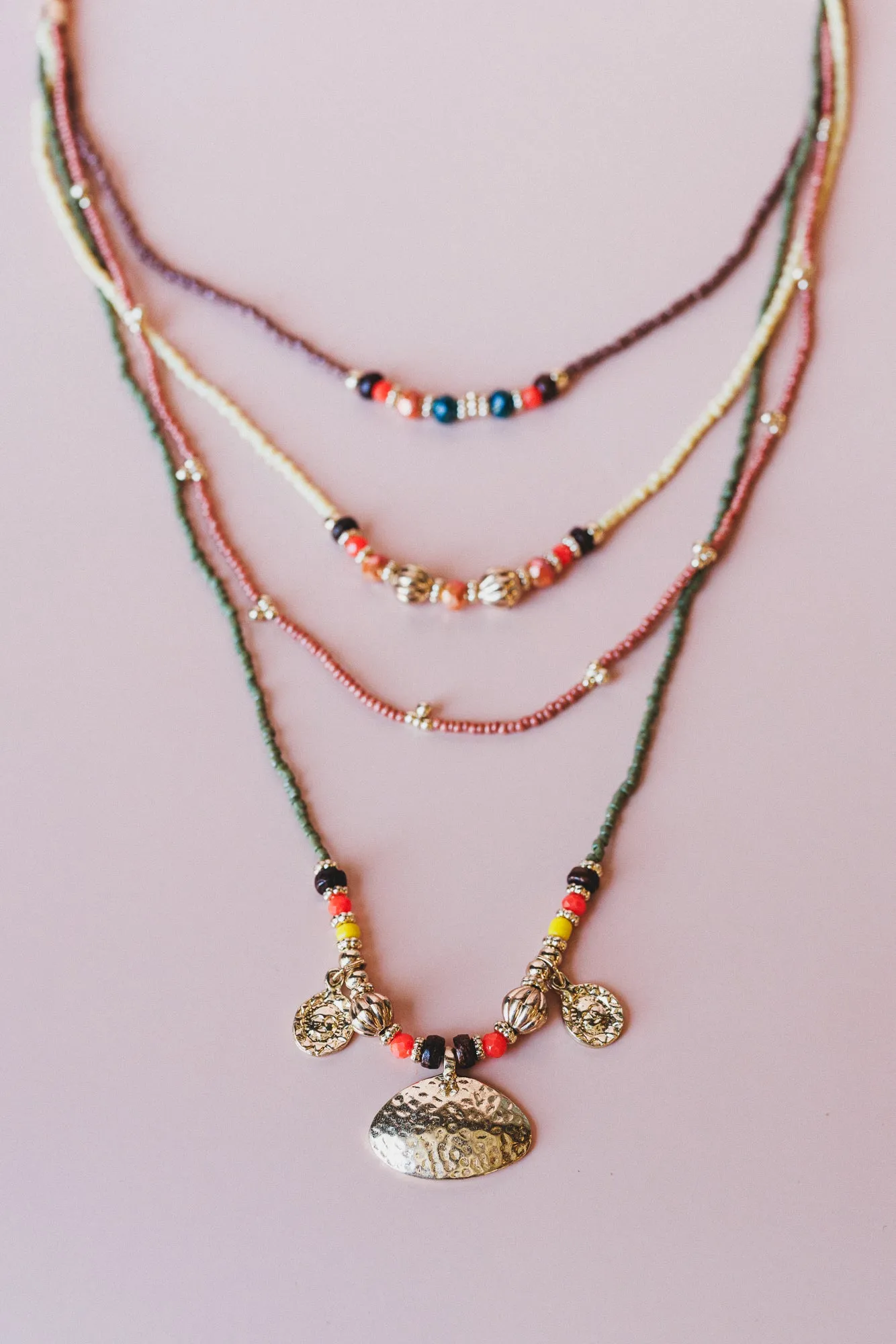 Boho Glow Layered Necklace - Orange Multi - Pre Order sold by Three Bird Nest product image thumbnail 2