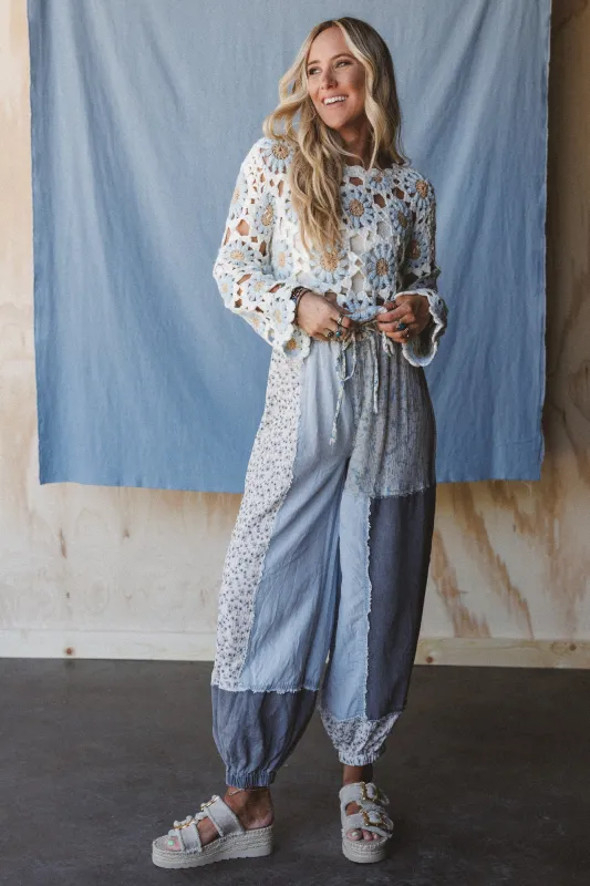 Earthbound Patchwork Pants - Denim - Pre Order made by Three Bird Nest