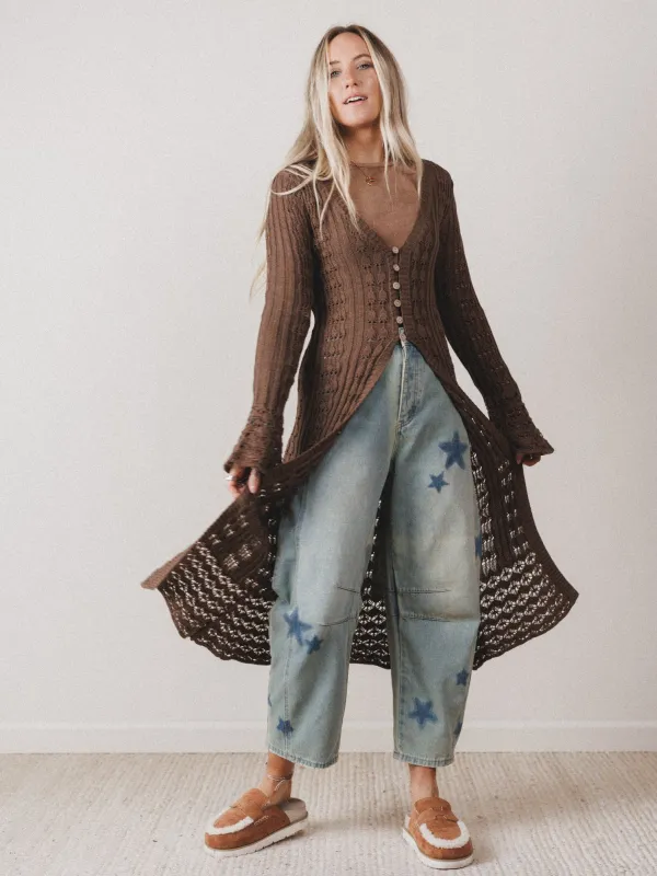 Windswept Long Knit Cardigan - Mocha - Pre Order made by Listicle