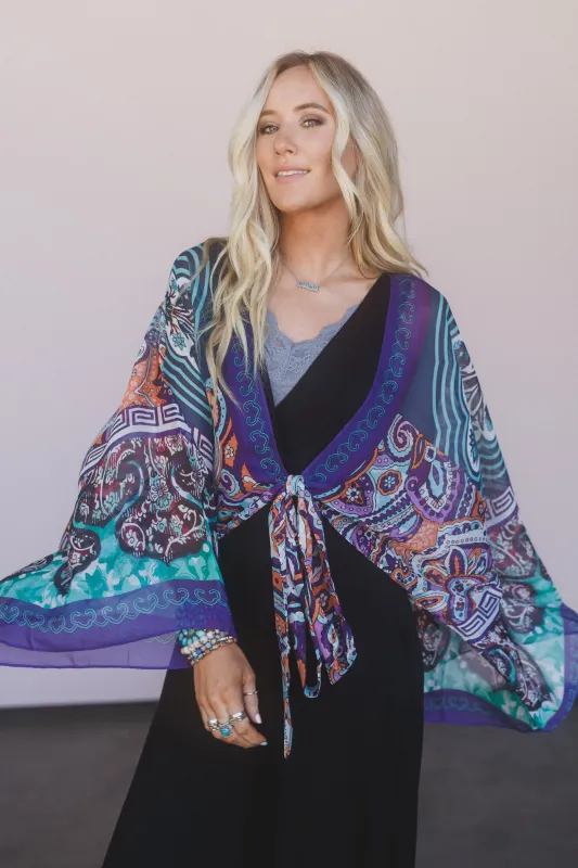 Blooming Mosaic Wrap - Blue Multi - Pre Order made by Three Bird Nest