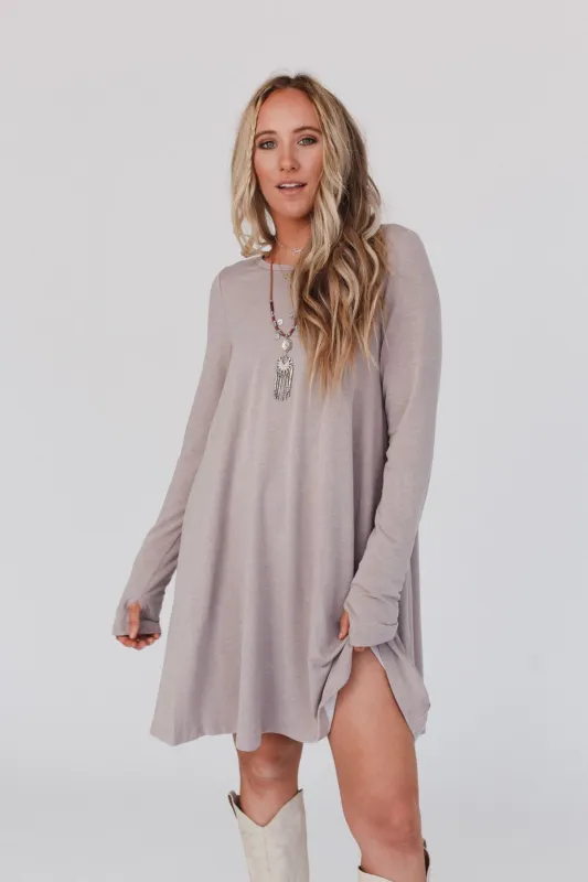 The Nest Jake Long Sleeve Crewneck Dress - Mocha Latte - Pre Order made by Three Bird Nest