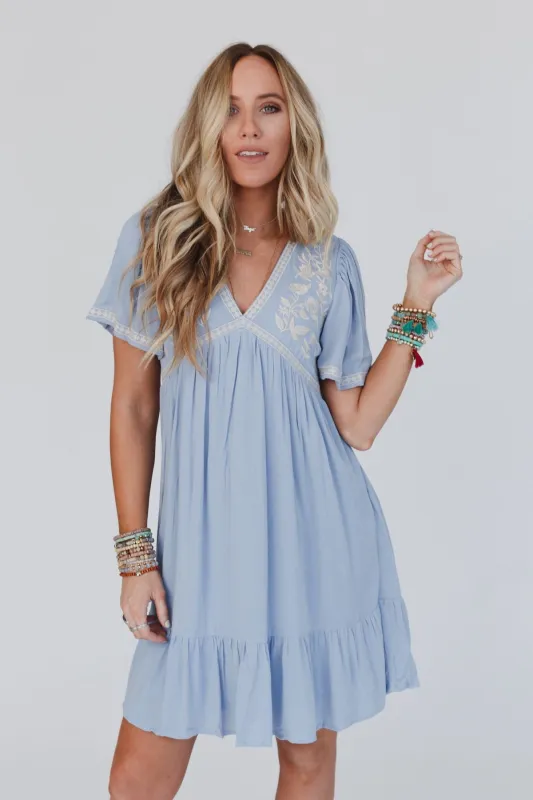 Magdaline Mini Dress - Blue - Pre Order made by Inloom