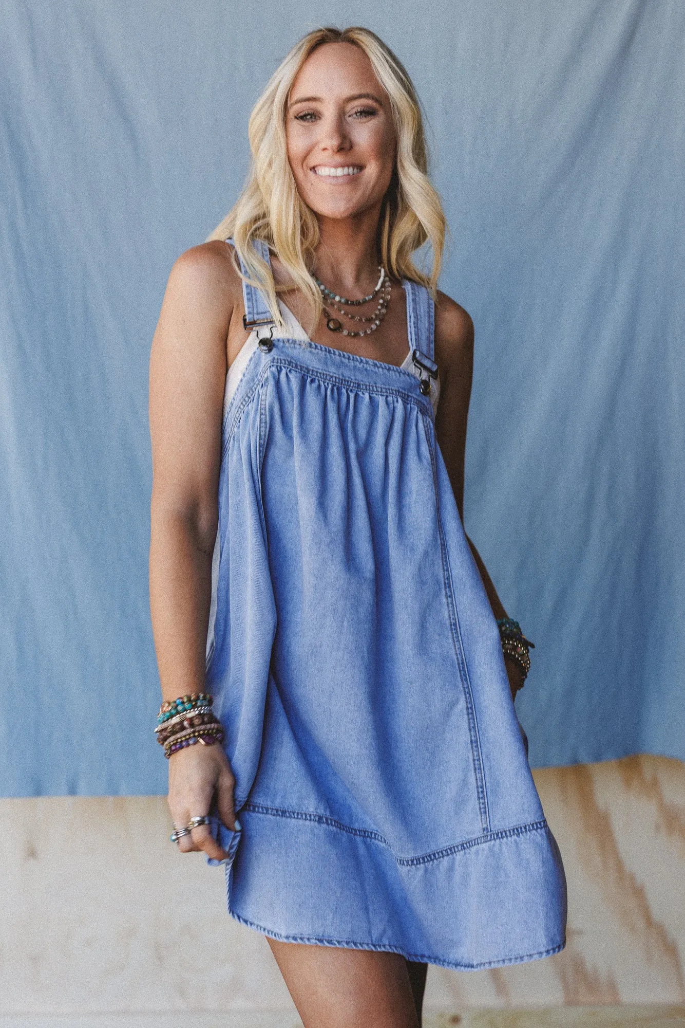 Lily Valley Denim Overalls Dress - Denim - Pre Order sold by Three Bird Nest product image thumbnail 2
