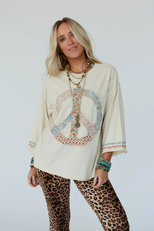 Josephine Peace Patchwork Top - Natural - Pre Order made by easel