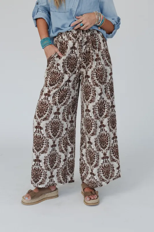 Serene Spirit Wide Leg Pants - Brown - Pre Order made by Promesa
