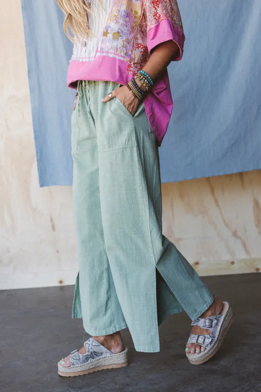 Dream Awake Wide Leg Pants - Sage - Pre Order made by easel