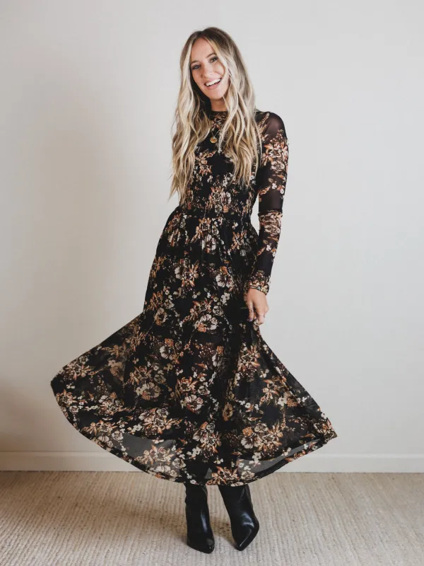 Floral Fantasia Dress - Black - Pre Order made by Promesa