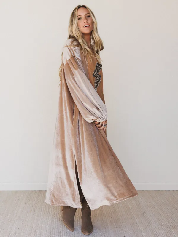 The Nest Sydney Velvet Duster Cardigan - Coco - Pre Order made by Three Bird Nest
