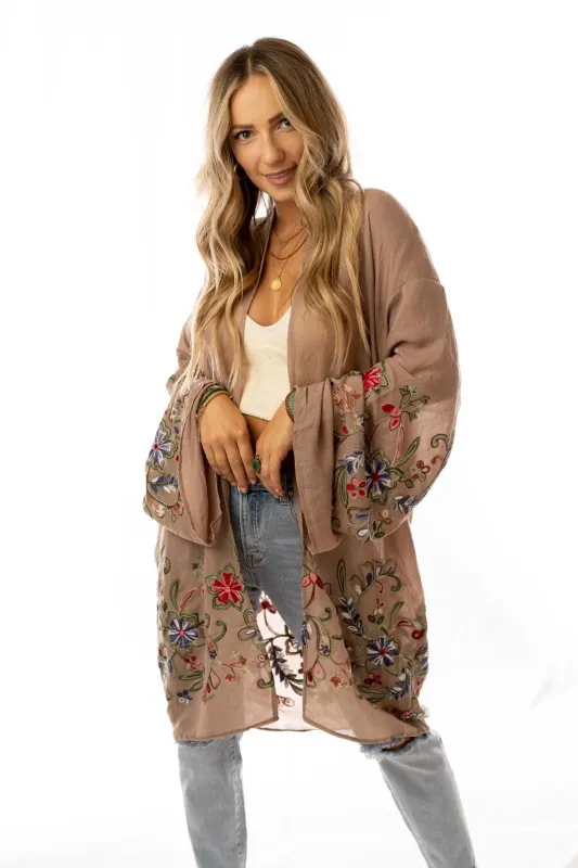 Fun in Florals Kimono - Mocha - Pre Order made by Three Bird Nest