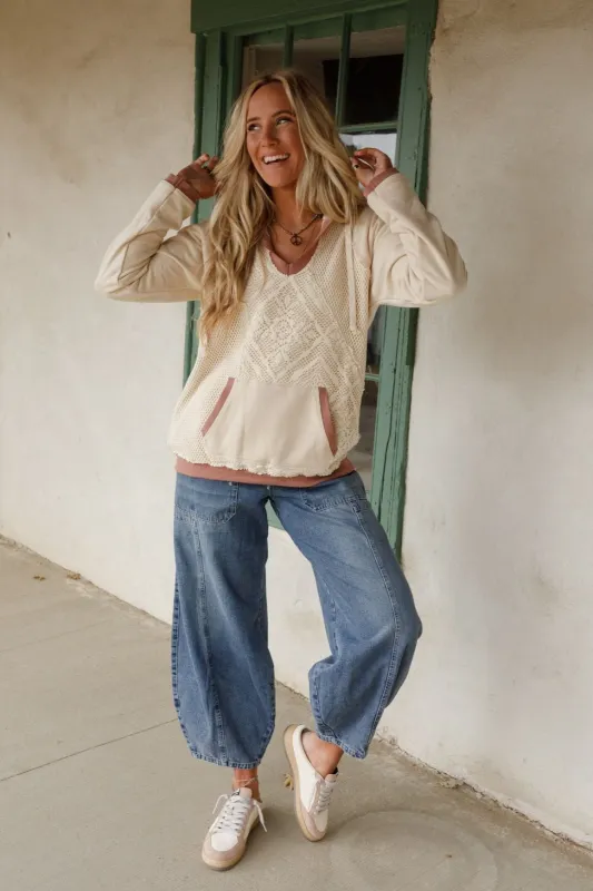 Lennon Crochet Hooded Top - Ecru - Pre Order made by Hem & Thread