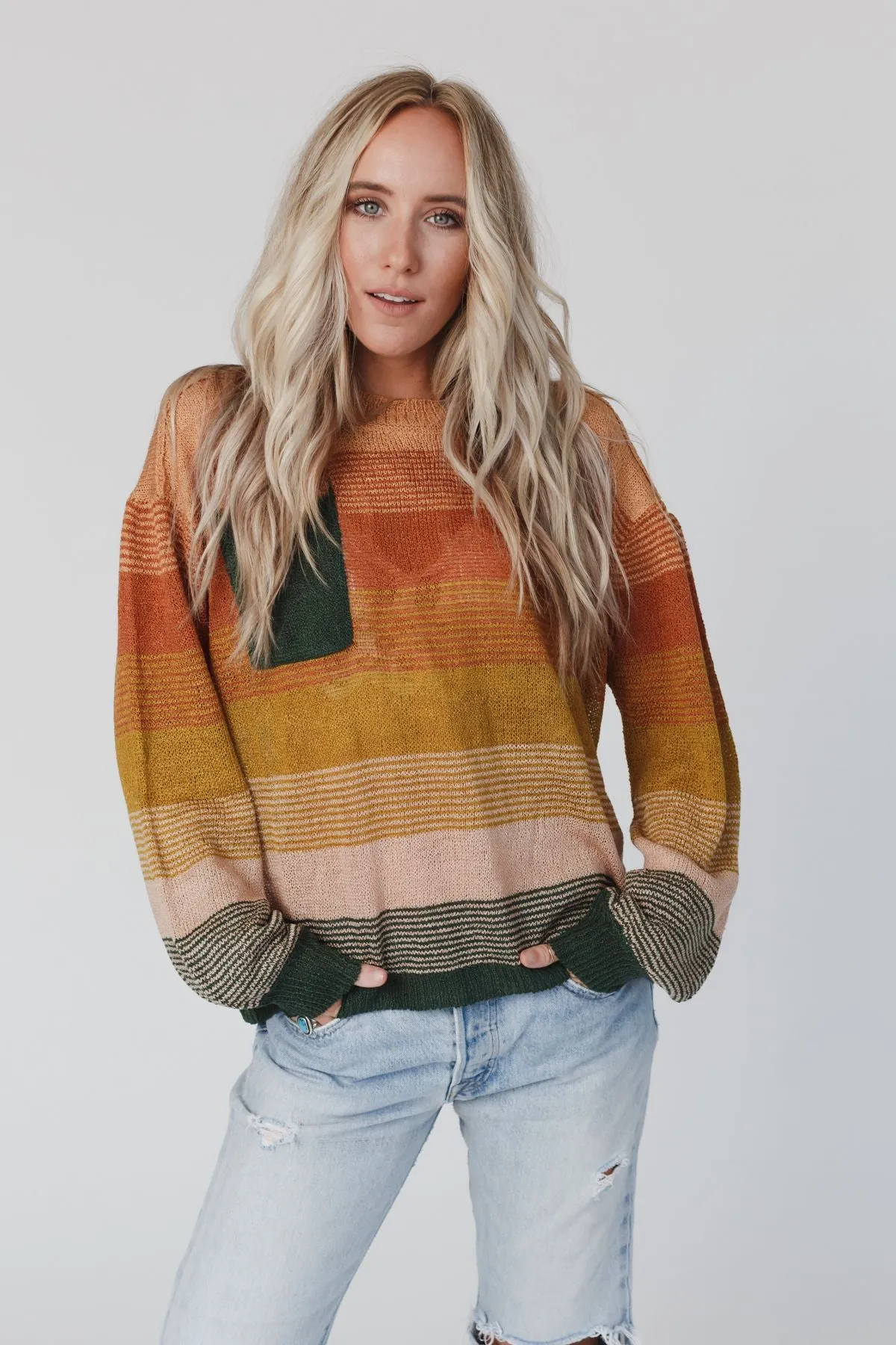 Going Places Gradient Stripe Sweater - Mustard - Pre Order sold by Three Bird Nest
