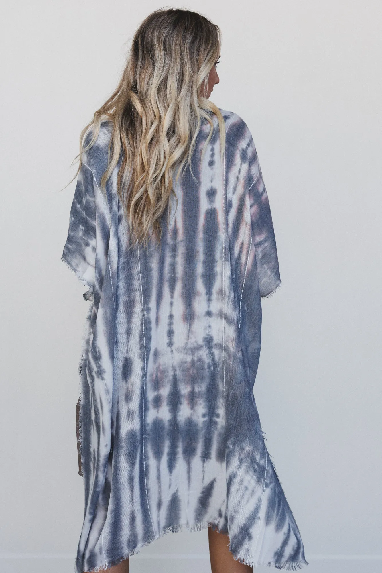 Demi Tie Dye Frayed Hem Kimono - Black - Pre Order sold by Three Bird Nest product image thumbnail 2