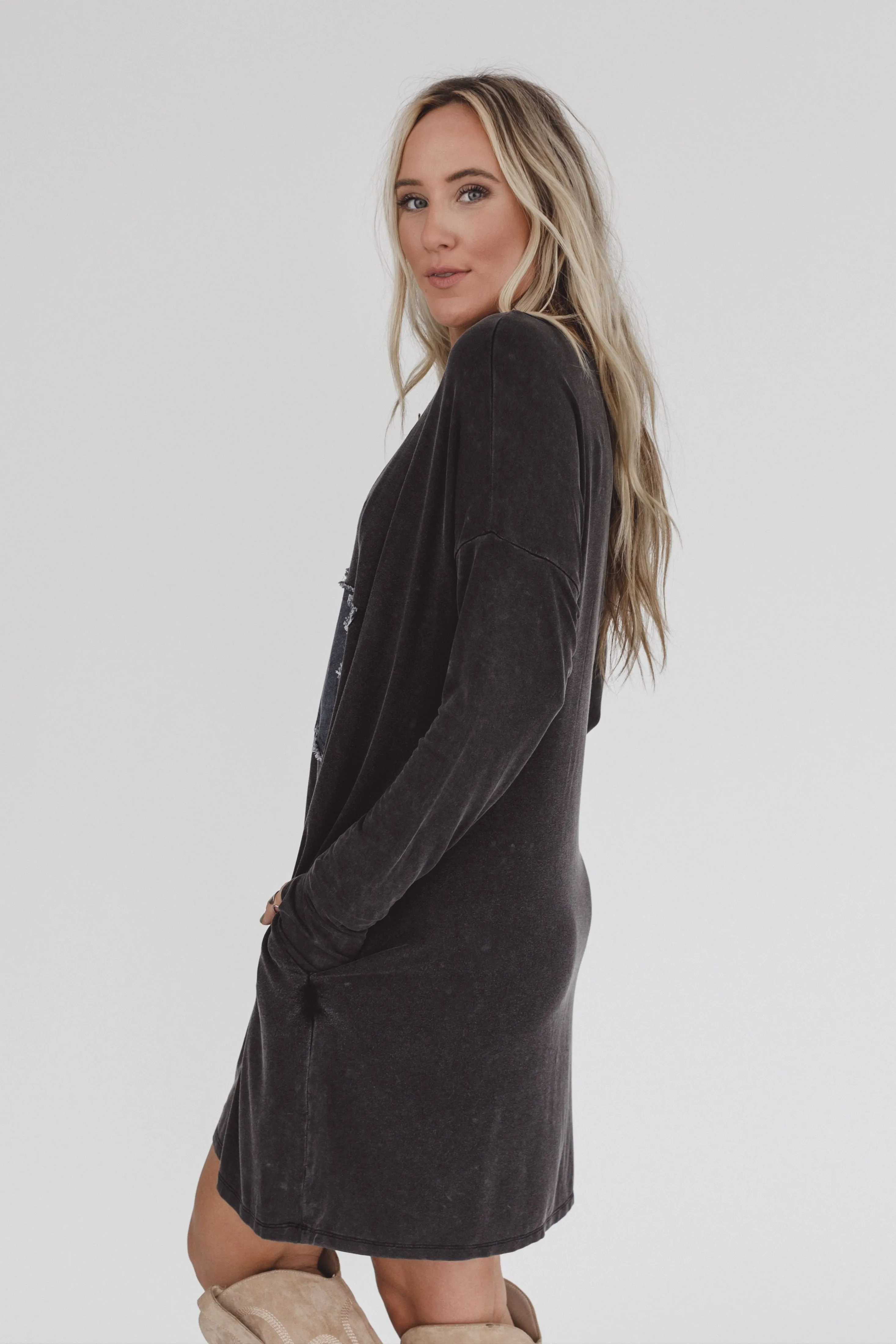 Sonora Star Patch Dress - Charcoal - Pre Order sold by Three Bird Nest product image thumbnail 2