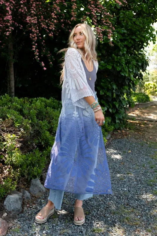 Poolside Ombre Lace Kimono - Periwinkle - Pre Order made by Three Bird Nest