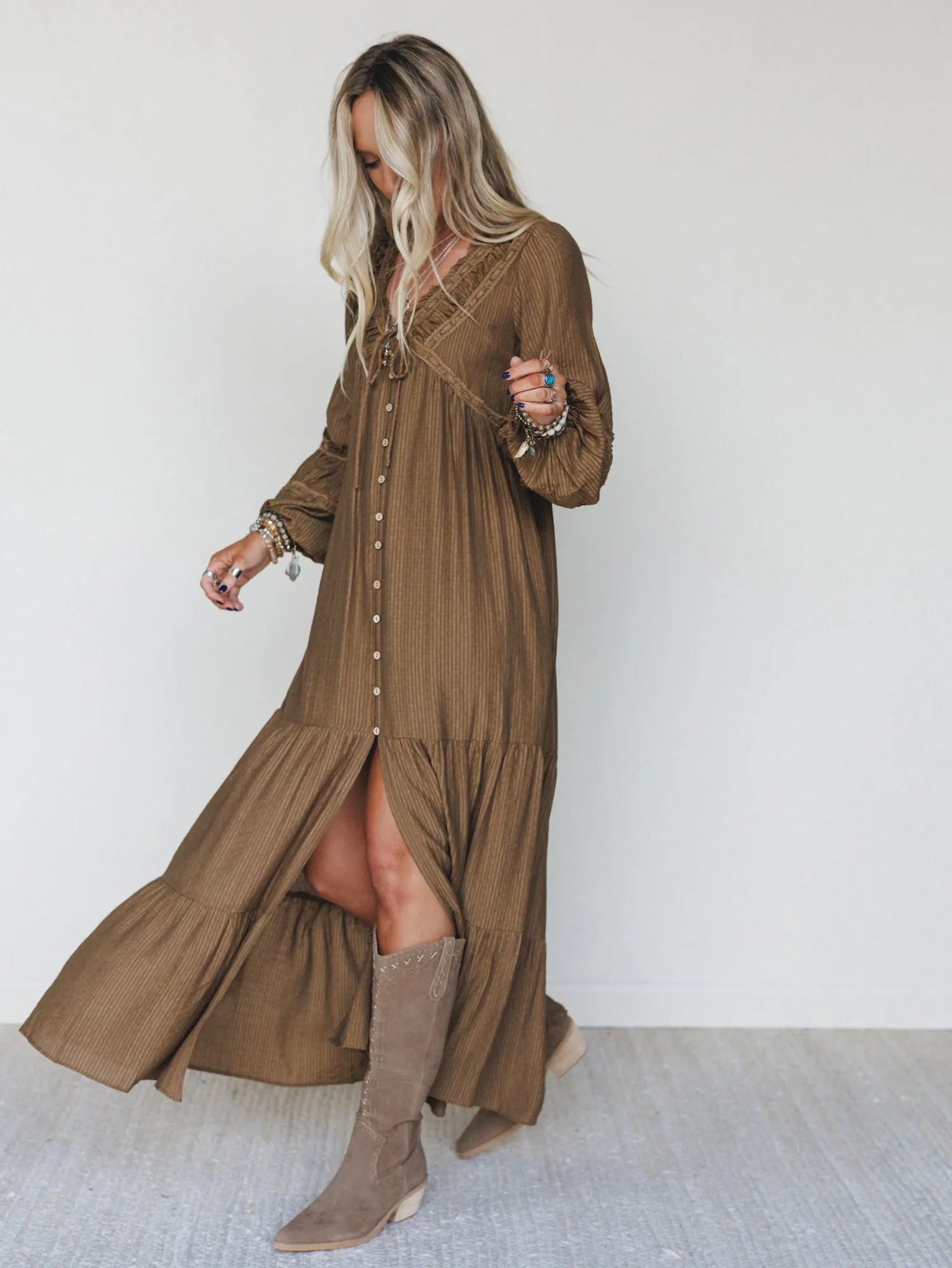 Desert Soul Button Up Dress - Camel - Pre Order sold by Three Bird Nest