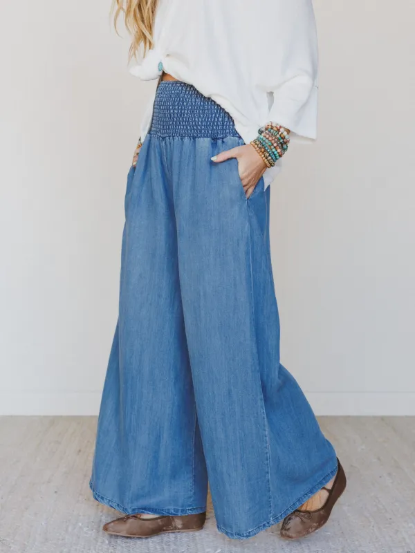 Free Falling Wide Leg Pants - Denim - Pre Order made by Three Bird Nest
