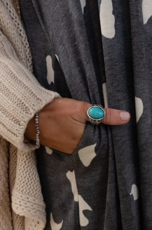 Riviera Maya Adjustable Turquoise Ring - Silver - Pre Order made by Three Bird Nest