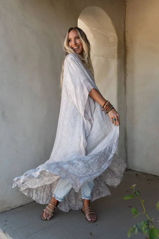 Paisley Tapestry Free Flow Duster Kimono - Gray - Pre Order made by Three Bird Nest