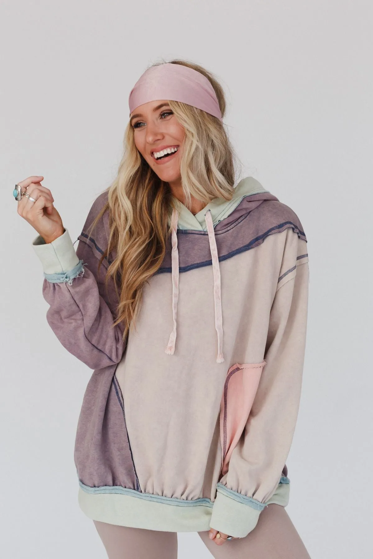 Peace Out Hoodie - Washed Blue Purple - Pre Order sold by Three Bird Nest product image thumbnail 2