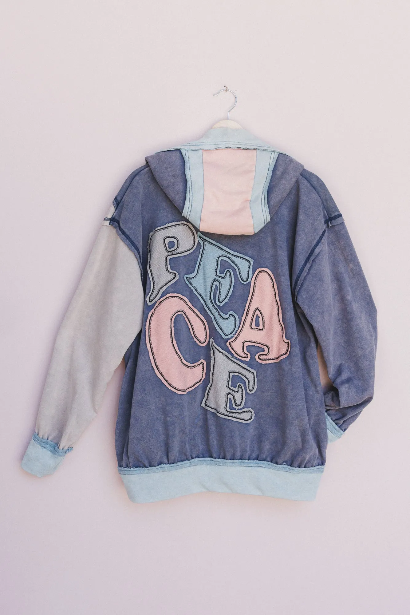 Peace Out Hoodie - Washed Blue Purple - Pre Order sold by Three Bird Nest