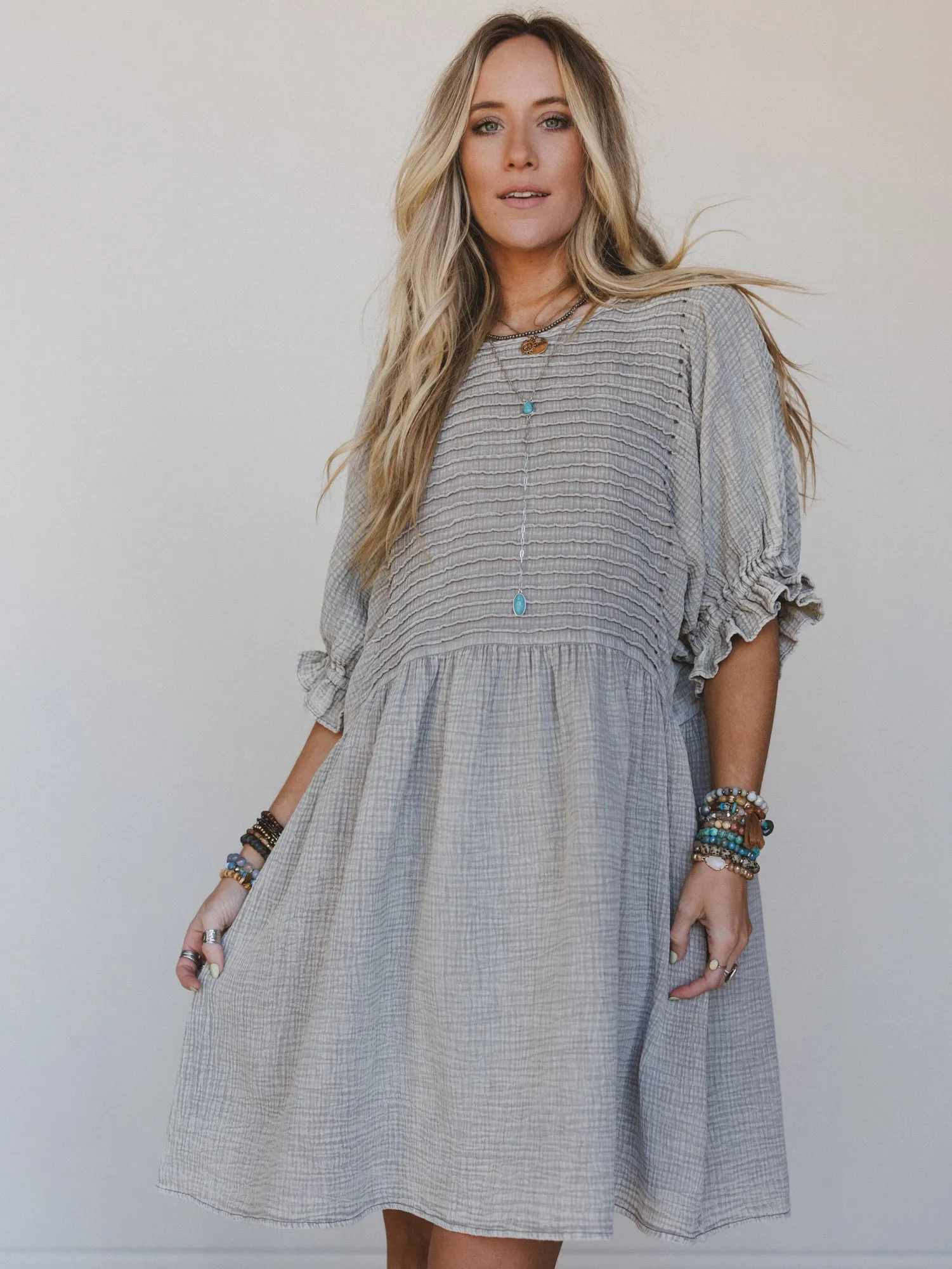 Quinn Puff Sleeve Mini Dress - Ash - Pre Order sold by Three Bird Nest product image thumbnail 2